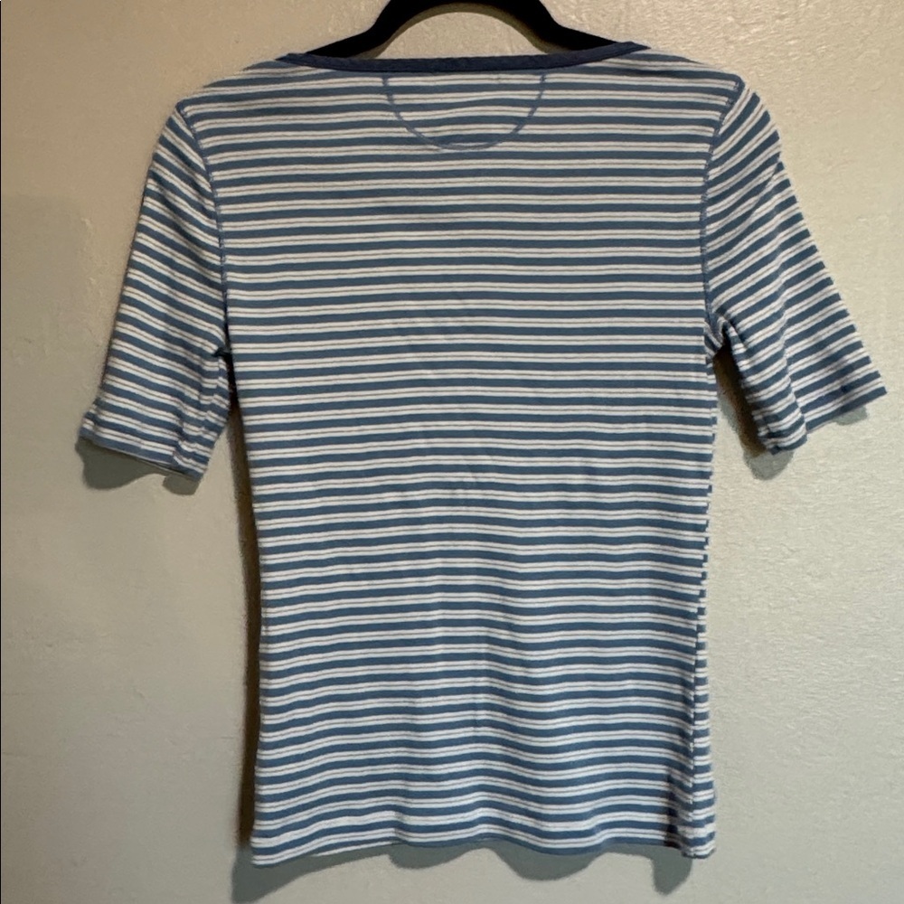 Ralph Lauren Blue and White Striped Short Sleeve Top - Picture 5 of 8